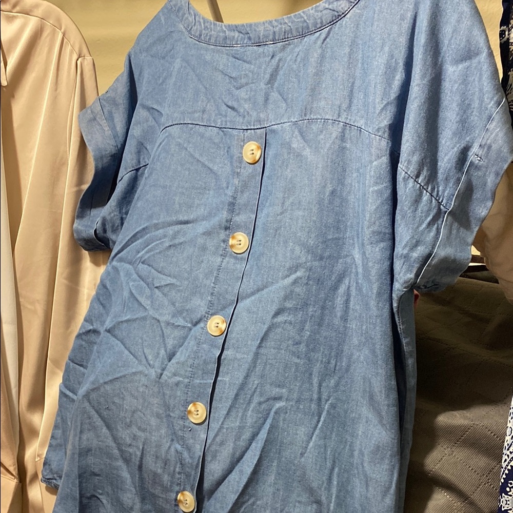 Uniqlo Blue Button-Down Blouse
